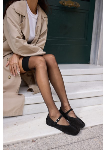 Kamila Kadin Siyah Deri Suet Babet modelleri