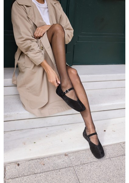 Kamila Kadin Siyah Deri Suet Babet fırsatları