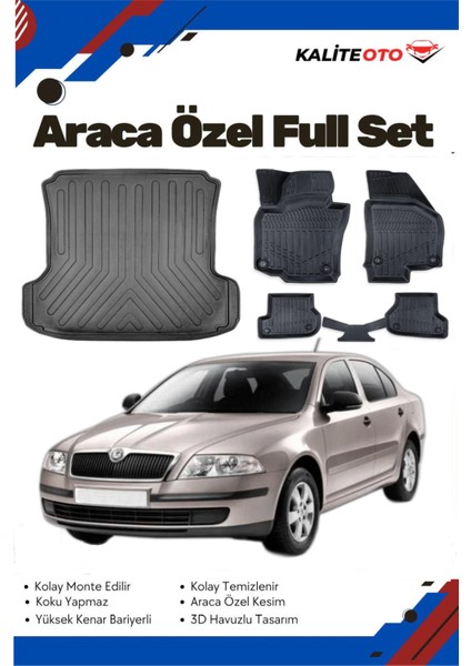 Skoda Octavia 2010 Model Yumuşak Paspas+Bagaj Havuzu Seti