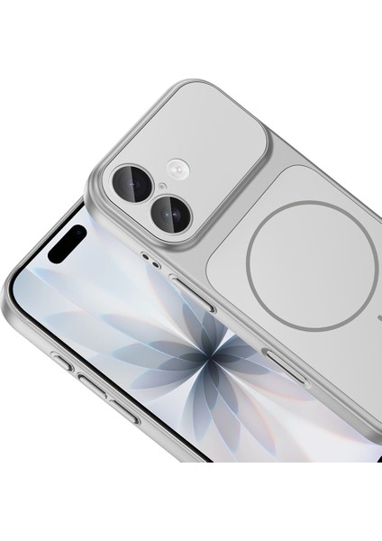 Apple iPhone 16 Uyumlu Magsafe Şarj Özellikli Kamera Korumalı Formen Kapak Gümüş modelleri