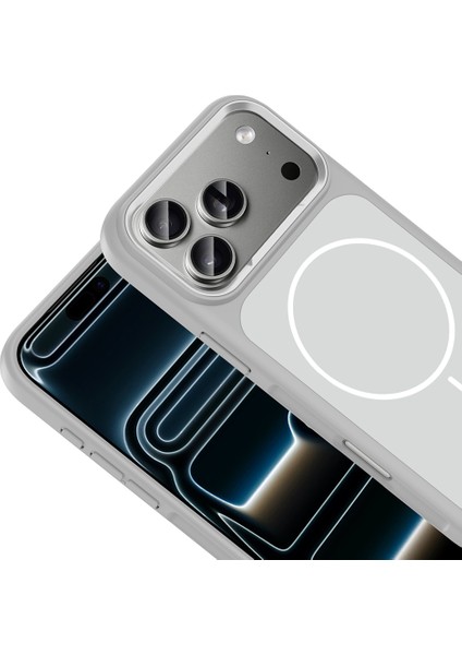 Apple iPhone 17 Pro Max Uyumlu Magsafe Şarj Özellikli Kamera Korumalı Sanremo Kapak Beyaz modelleri