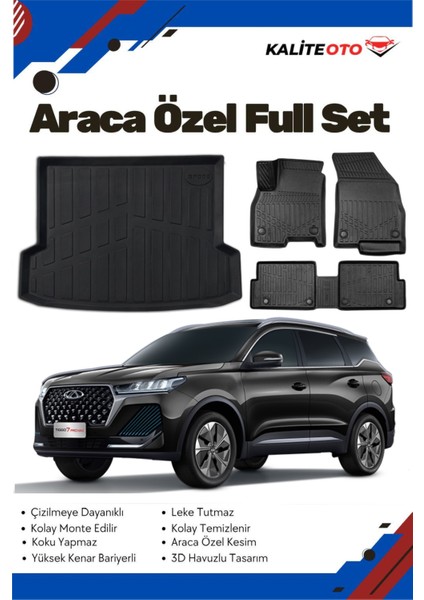 Chery Tiggo 7 Pro Max 2025 Model Yumuşak Paspas+Bagaj Havuzu Seti