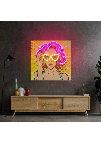 Gözlüklü Havalı Kız Neon LED