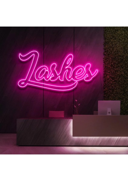 Çift Şeritli Lashes Neon LED Yazı