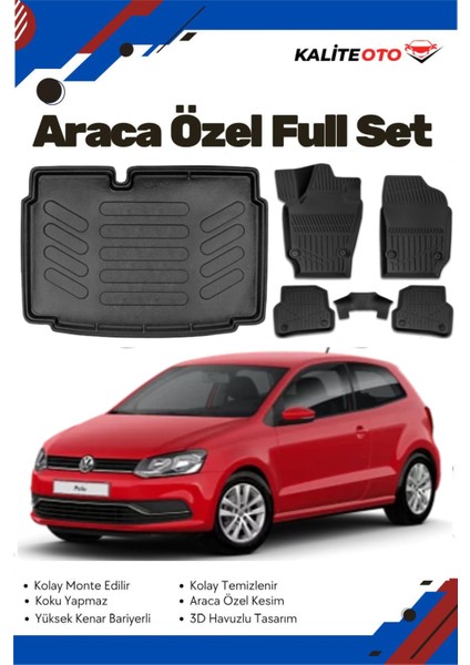 Volkswagen Polo 6r 2012 Model Yumuşak Paspas+Alt Bagaj Havuzu Seti