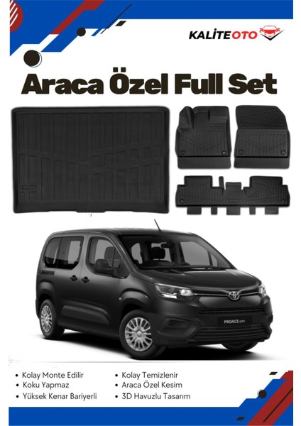 Toyota Proace City 2024 Model Yumuşak Paspas+Bagaj Havuzu Seti