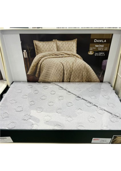 Jakarlı Sakallı Yatak Örtüsü Tek Kişilik Damla Gri fiyatları
