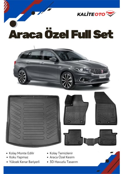 Fiat Egea Station Wagon 2024 Model Yumuşak Paspas+Alt Bagaj Havuzu Seti