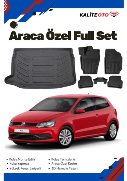 Volkswagen Polo 6r 2009-2010-2011-2012 Model Yumuşak Paspas+Üst Bagaj Havuzu Seti