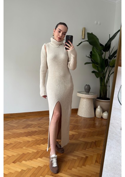 Boğazlı Elbiseli Hırka Takım- Ekru fiyatları