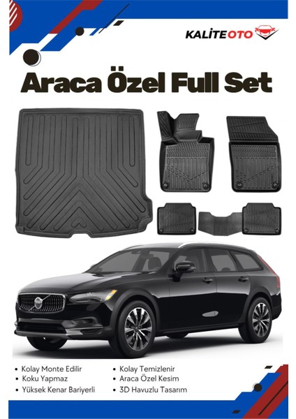 Volvo V90 2017 Model Yumuşak Paspas+Bagaj Havuzu Seti