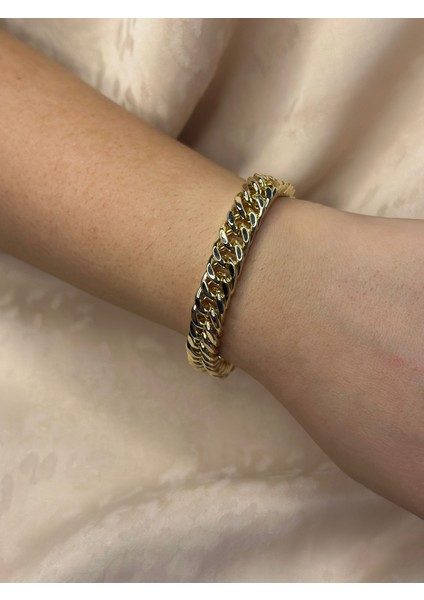 14 Ayar Altın Kaplama Renginde Ayarlanabilir Sık Zincir Kalın Model Bileklik modelleri