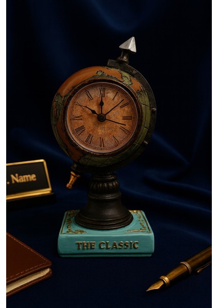 Nostaljik Klasik Prestijli Çalışma Masanıza Masa Saati Biblosu Dünya Küresi Antika Saat 19 Cm-Y modelleri