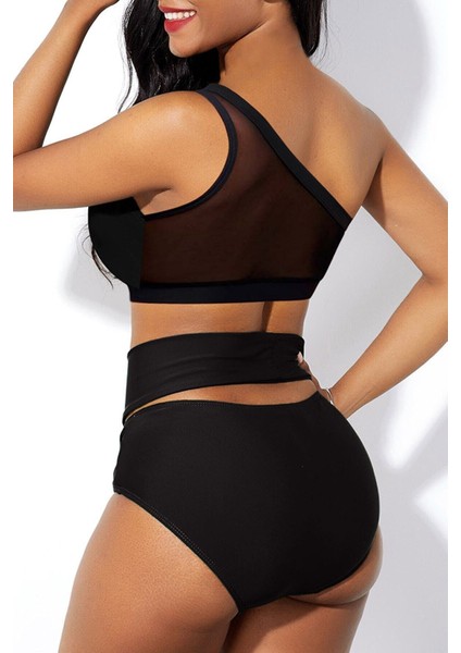 Kadın Siyah Yüksel Bel Tül Detaylı Sütyen Külot Takımı modelleri