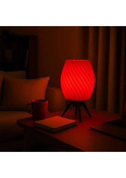 Voltrex Desıgn Spiral Tasarımlı LED Masa Lambası – Modern Dekoratif Gece Lambası – Kablolu, Ampul Dahil, Loş Işık (Sarı / Kırmızı / Beyaz / Mor) fırsatları