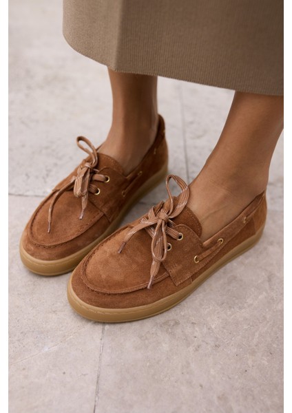 Candela Kadin Taba Gercek Suet Loafer Ayakkabi fiyatları