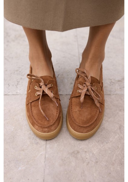 Candela Kadin Taba Gercek Suet Loafer Ayakkabi modelleri