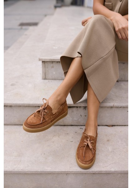 Candela Kadin Taba Gercek Suet Loafer Ayakkabi fırsatları