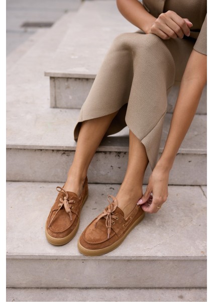 Candela Kadin Taba Gercek Suet Loafer Ayakkabi indirimleri