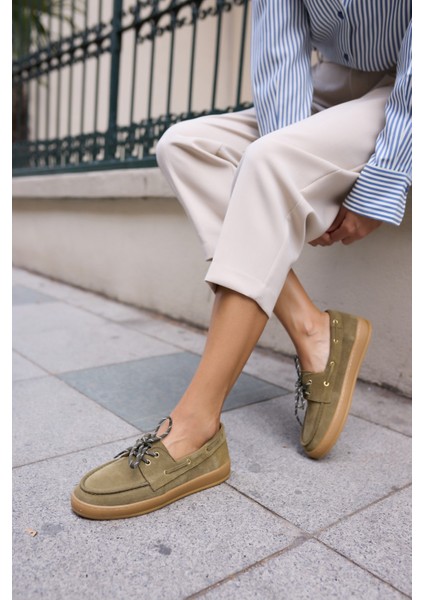 Candela Kadin Taba Gercek Suet Loafer Ayakkabi