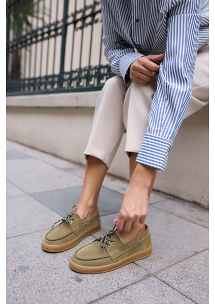 Candela Kadin Taba Gercek Suet Loafer Ayakkabi modelleri