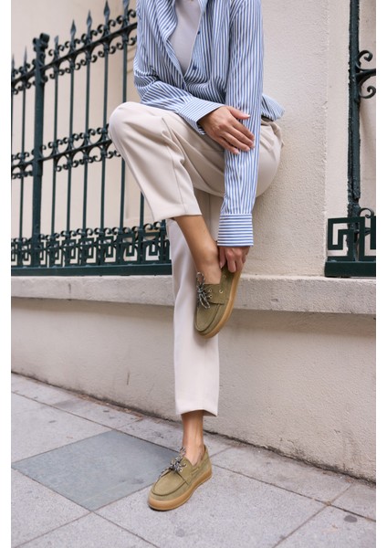 Candela Kadin Taba Gercek Suet Loafer Ayakkabi