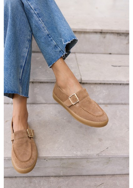 Carmen Kadın Taba Tutun Gercek Suet Loafer Ayakkabi fırsatları