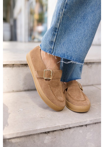 Carmen Kadın Taba Tutun Gercek Suet Loafer Ayakkabi