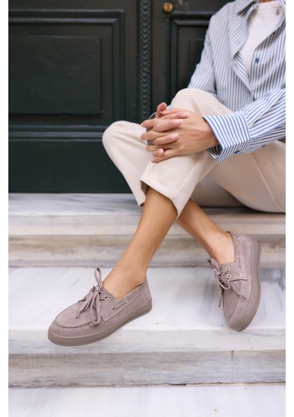 Candela Kadin Taba Gercek Suet Loafer Ayakkabi