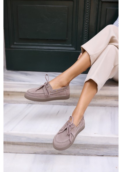 Candela Kadin Taba Gercek Suet Loafer Ayakkabi modelleri