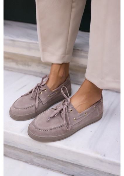 Candela Kadin Taba Gercek Suet Loafer Ayakkabi