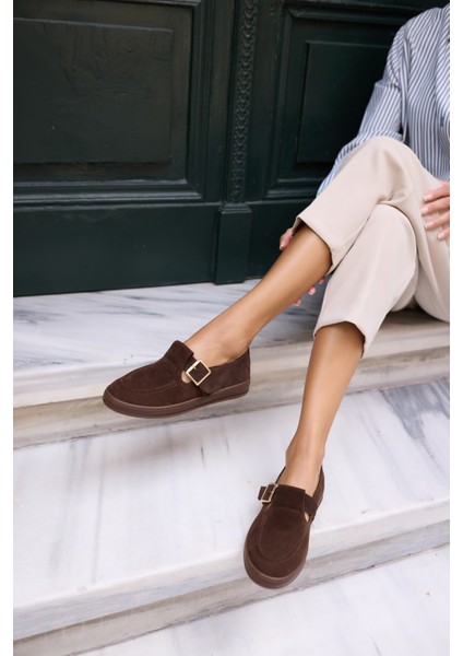 Carmen Kadın Taba Tutun Gercek Suet Loafer Ayakkabi fırsatları