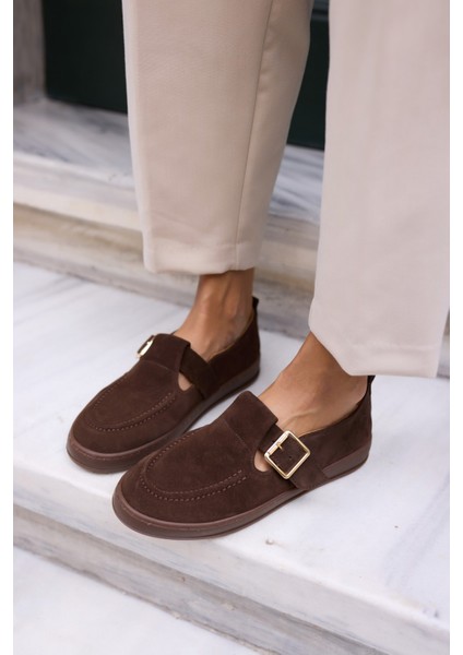 Carmen Kadın Taba Tutun Gercek Suet Loafer Ayakkabi