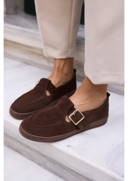 Carmen Kadın Taba Tutun Gercek Suet Loafer Ayakkabi