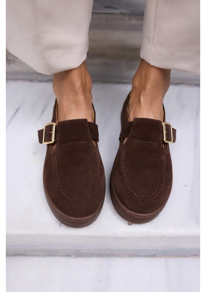 Carmen Kadın Taba Tutun Gercek Suet Loafer Ayakkabi