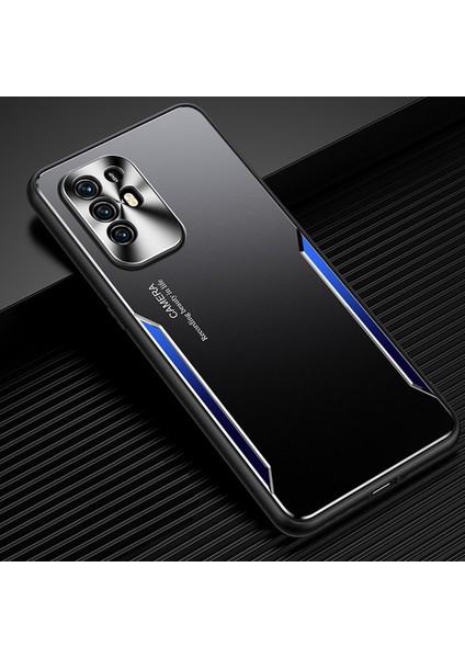 Oppo A95 5g Kılıfı,elektroliz Kaplama Metal Arka Panel + Yumuşak Tpu Tampon Çift Darbeye Dayanıklı Kılıf-Mavi (Yurt Dışından)