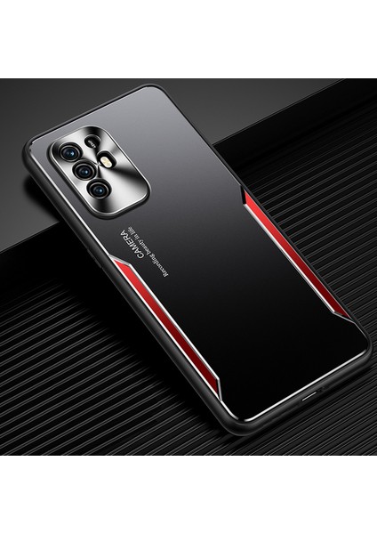 Oppo A95 5g Kılıfı,elektroliz Kaplama Metal Arka Panel + Yumuşak Tpu Tampon Çift Darbeye Dayanıklı Kılıf-Kırmızı (Yurt Dışından)