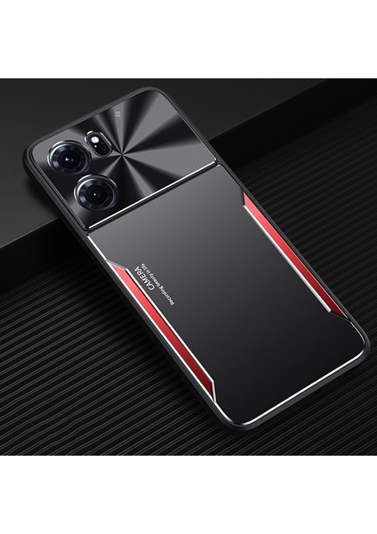 Oppo K10 Kılıfı,elektroliz Kaplama Metal Arka Panel + Yumuşak Tpu Tampon Çift Darbeye Dayanıklı Kılıf-Kırmızı (Yurt Dışından)