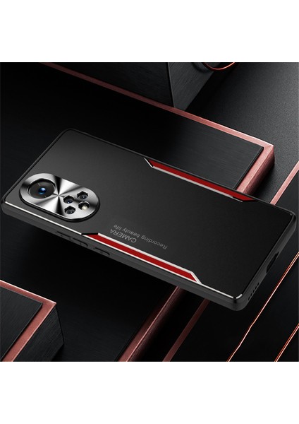Honor 50 Pro Kılıfı,elektroliz Kaplama Metal Arka Panel + Yumuşak Tpu Tampon Çift Darbeye Dayanıklı Kılıf-Kırmızı (Yurt Dışından)