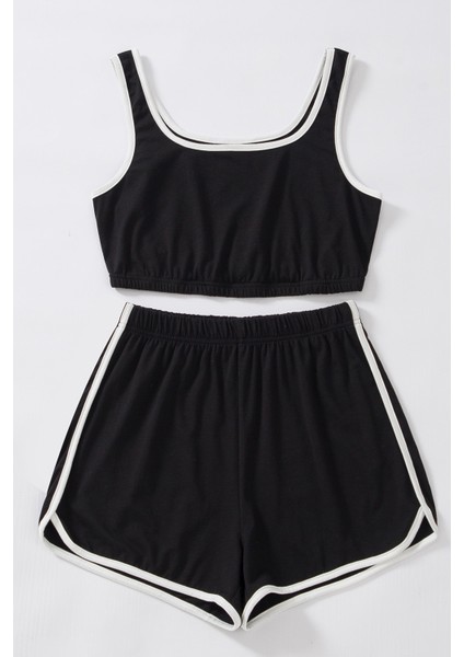 Kadın Siyah Askılı Crop Top ve Şortlu Gecelik Takım fiyatları