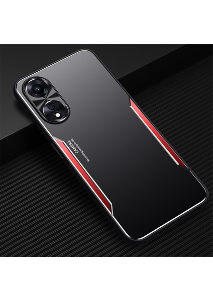 Oppo A58 Kılıfı,elektroliz Kaplama Metal Arka Panel + Yumuşak Tpu Tampon Çift Darbeye Dayanıklı Kılıf-Kırmızı (Yurt Dışından)