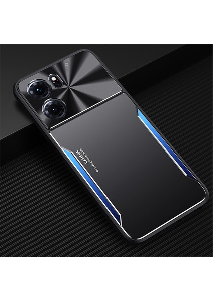 Oppo K10 Kılıfı,elektroliz Kaplama Metal Arka Panel + Yumuşak Tpu Tampon Çift Darbeye Dayanıklı Kılıf-Mavi (Yurt Dışından)