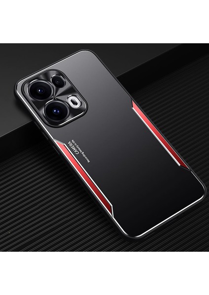 Oppo RENO13 Kılıfı,elektroliz Kaplama Metal Arka Panel + Yumuşak Tpu Tampon Çift Darbeye Dayanıklı Kılıf-Kırmızı (Yurt Dışından)