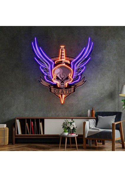 Death Skull Neon LED Yazı