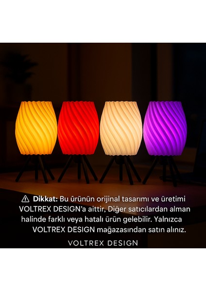 Voltrex Desıgn Spiral Tasarımlı LED Masa Lambası – Modern Dekoratif Gece Lambası – Kablolu, Ampul Dahil, Loş Işık (Sarı / Kırmızı / Beyaz / Mor) indirimleri