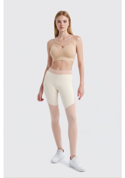 Çapraz Detaylı İnce Askı Sporcu Sütyeni | Ten