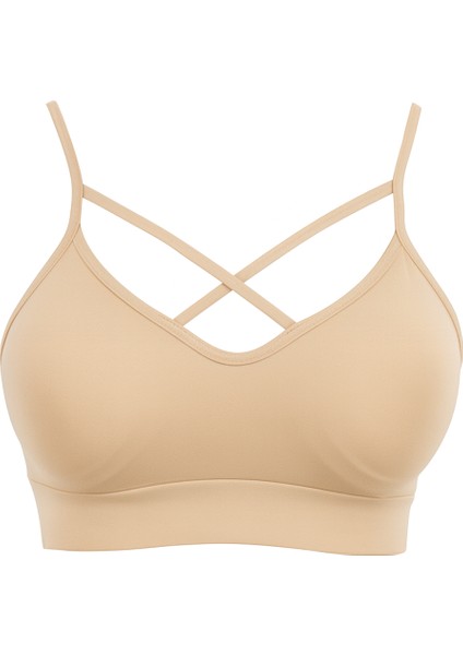 Çapraz Detaylı İnce Askı Sporcu Sütyeni | Ten modelleri