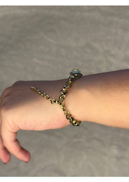 14 Ayar Altın Kaplama Renginde Ayarlanabilir Taşlı Nazar Boncuklu Bileklik modelleri
