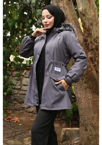 Fermuarlı Kapşonlu Mont Gri 19270 fiyatları