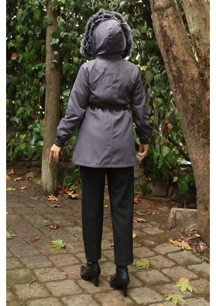 Fermuarlı Kapşonlu Mont Gri 19270 modelleri